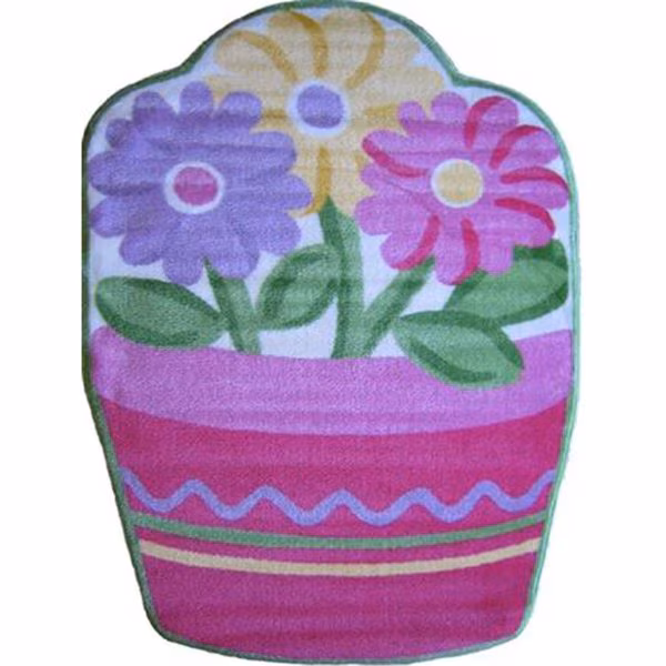 Fun Time Shape Flower Pot High Pile Rug - 39 x 58 Inch